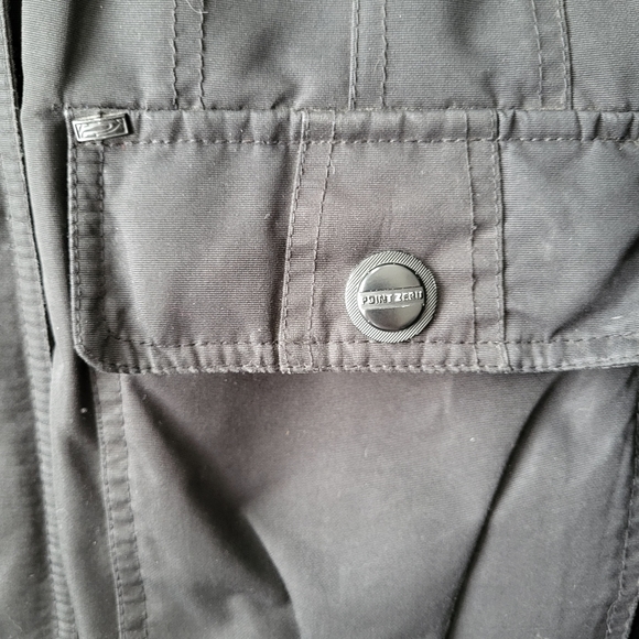 Point Zero black hooded cinched waist mid thigh zip up parka jacket Size S - Picture 6 of 12